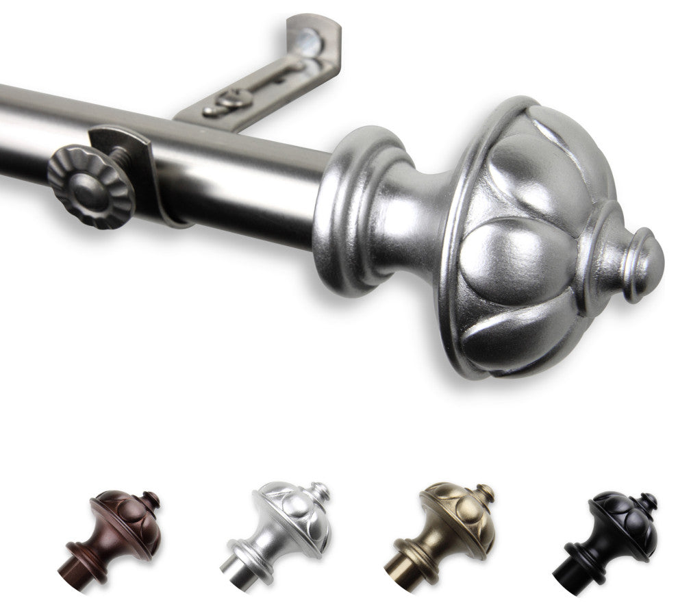 Ellen 13/16" Diameter Curtain Rod, Satin Nickel, 18-28"
