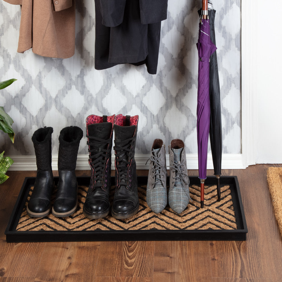 34.5"x14"x1.5" Rubber Boot Tray With Diamond Coir and Rubber Insert