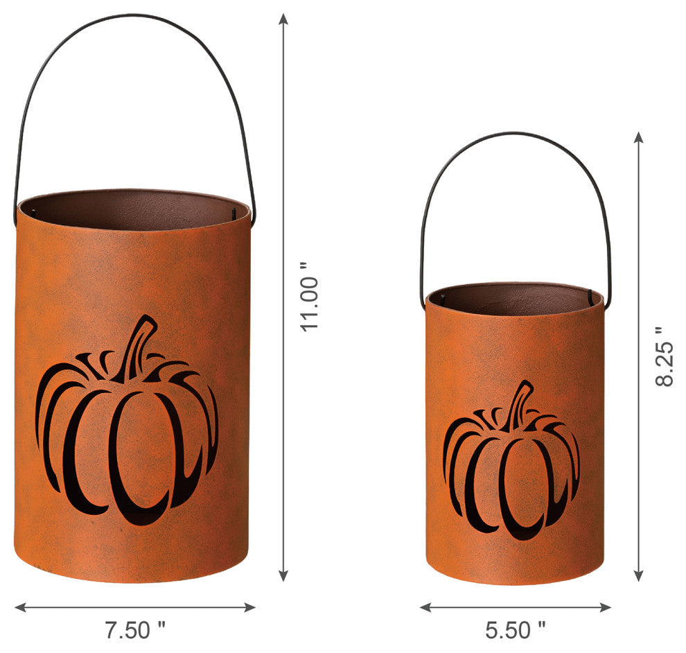 Metal Cutout Pumpkin Bucket,  Set of 2