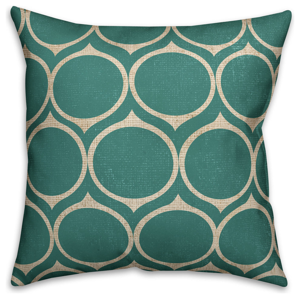 Blue Circle Pattern Spun Poly Pillow, 18x18