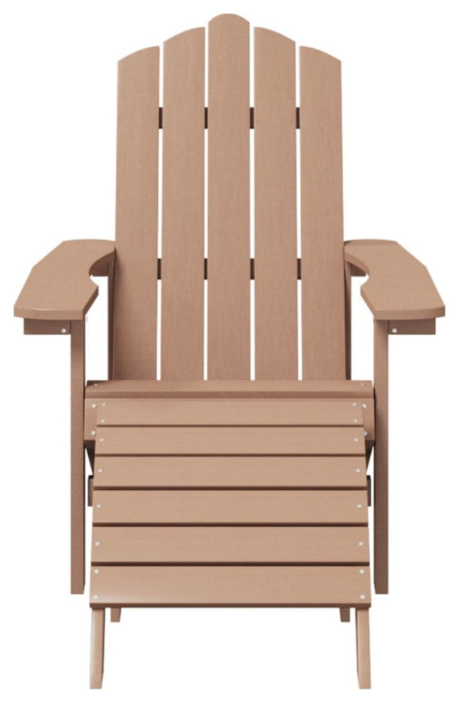 vidaxL Patio Adirondack Chair With Footstool HDPE Brown