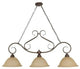 Castillo 3 Light - 44" Trestle With Champagne Linen Washed Glass