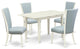 A Dining Set Of 4 Chairs, Baby Blue Color, Dinner Table, Linen White Color