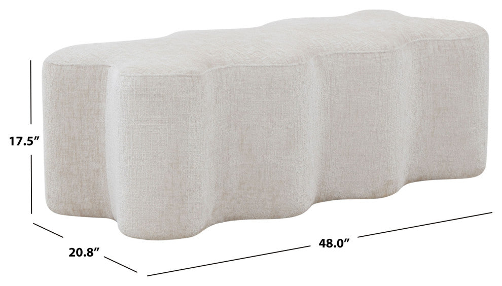 Safavieh Couture Jacqualessa Chenille Bench, Creme