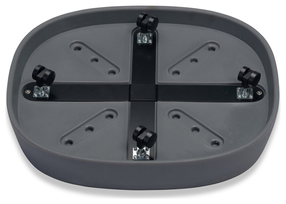 Pebble  Modern Plant Caddy with Hidden Wheels, Slate Dark Gray, Large