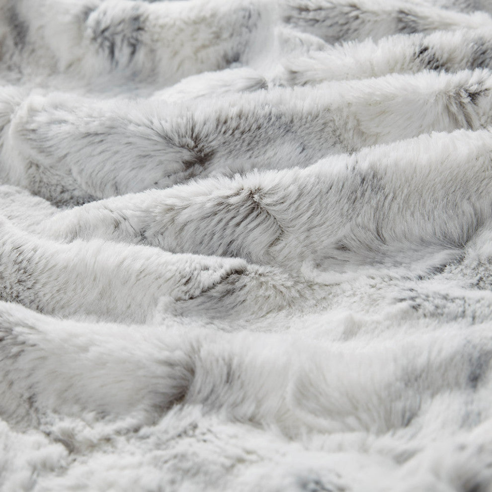 Madison Park Sachi Oversized Faux Fur Throw, Grey