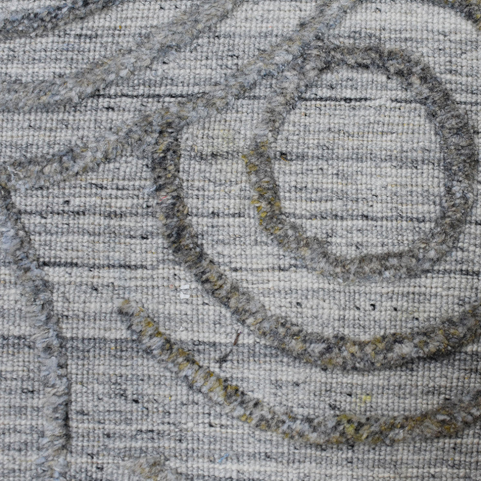HAND WOVEN FLAT WEAVE KILIM POLYESTER AREA RUGS -Rectangle,Light Gray,Geometric, [Rectangle] 6'x9'