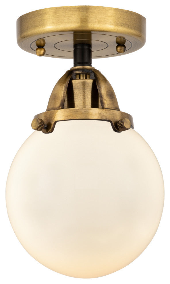 Beacon Semi-Flush Mount, Black Antique Brass, Matte White, Matte White