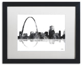 Watson 'Gateway Arch St Louis Skyline' Art, Black Frame, 16"x20", White Matte