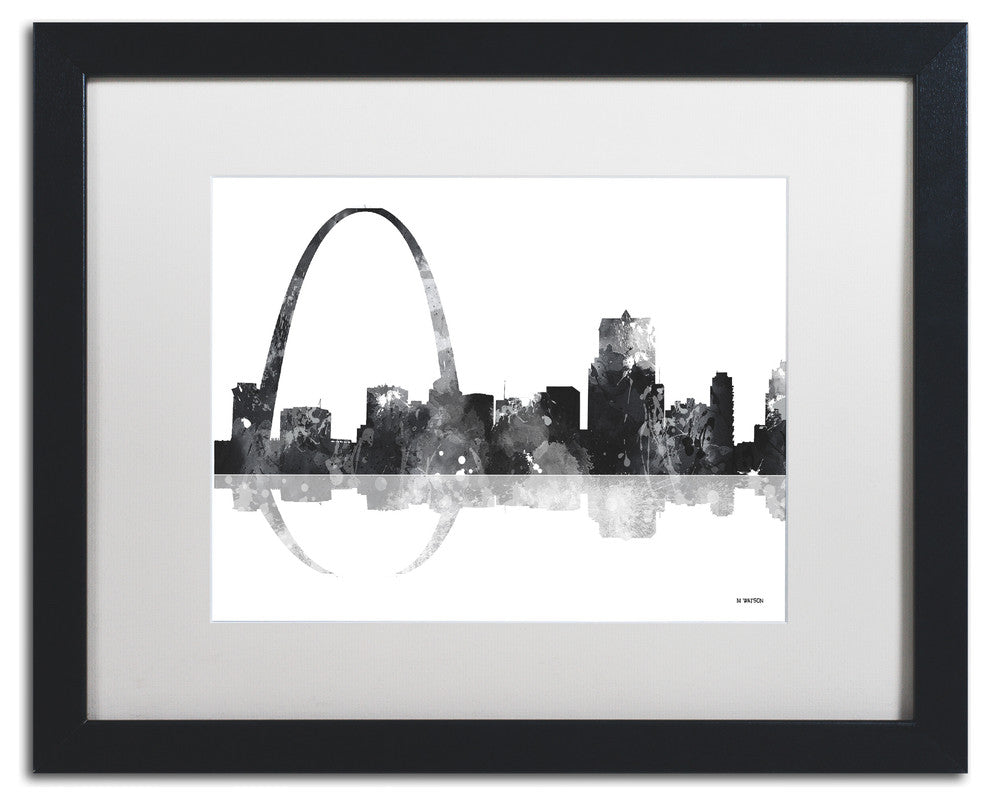 Watson 'Gateway Arch St Louis Skyline' Art, Black Frame, 16"x20", White Matte