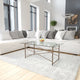Mar Vista Collection Glass Coffee Table with Matte Gold Frame