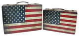 Rustic American Flag Decorative Storage Boxes