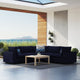 Modular Sectional Deep Sofa Chair Set, Sunbrella, Blue Navy, Outdoor Patio