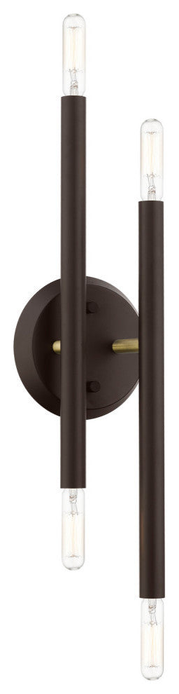Soho 4 Light Bronze With Antique Brass Accents ADA Sconce