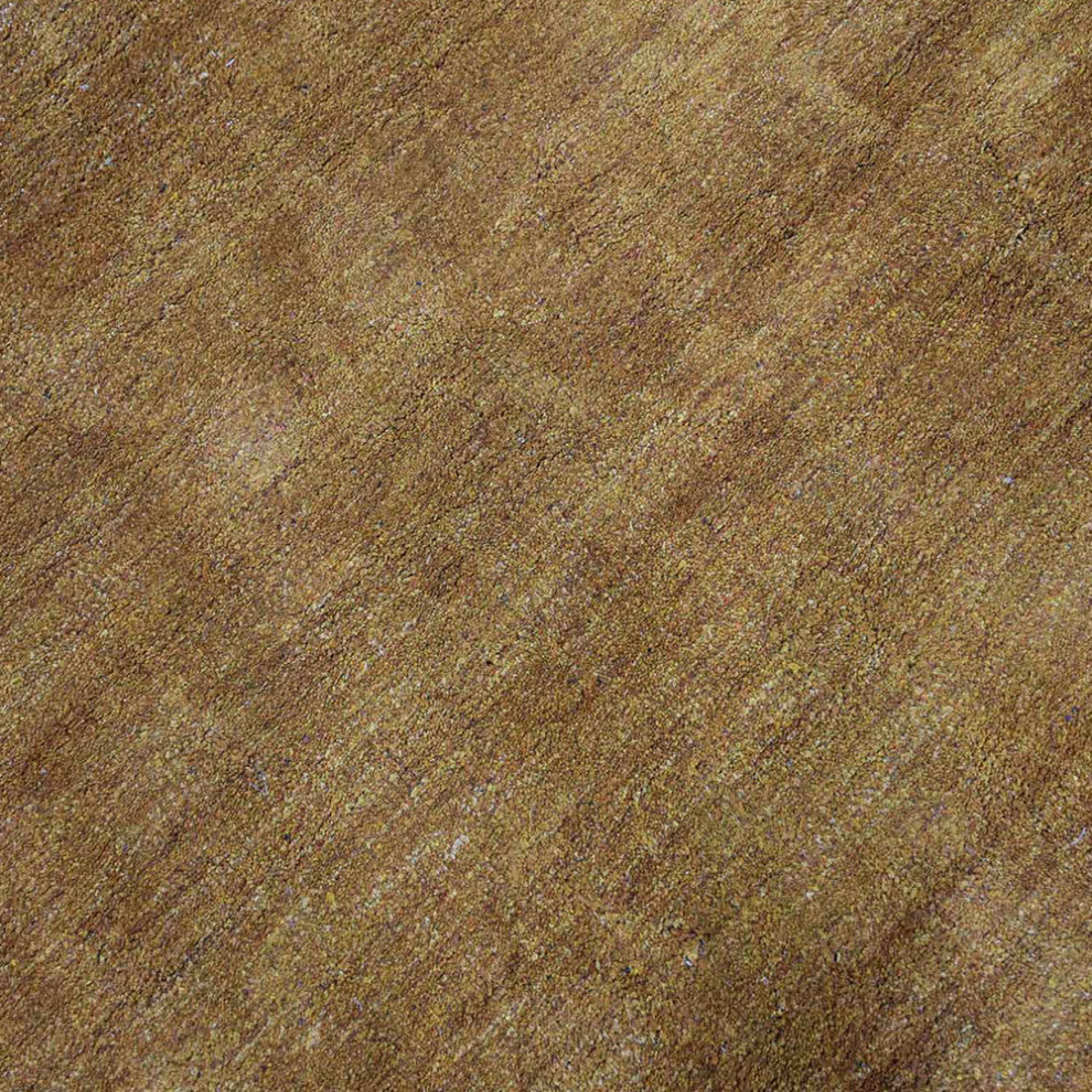 Hand Knotted Loom Silk Area Rug Solid Gold