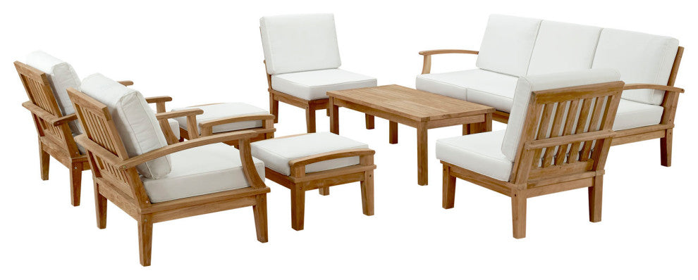 Natural White Marina 10 Piece Outdoor Patio Teak Set