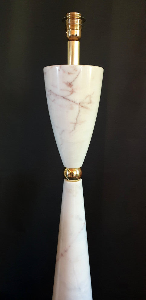 Pair of Large Marble and Brass Mid Century Floor Lamps