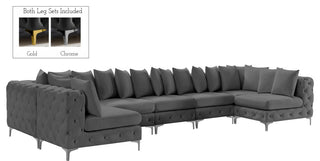 Tremblay Velvet Upholstered 8-Piece Modular U-Shaped Sectional, Grey