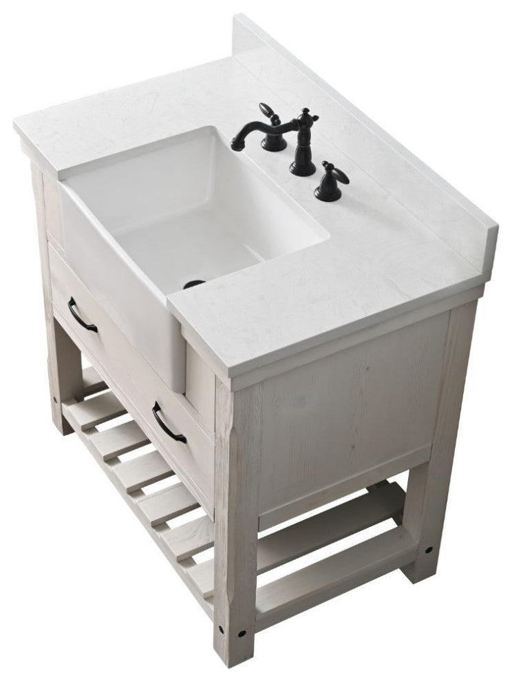 Wesley 36" Bathroom Vanity, White Wash