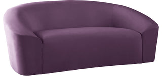 Riley Velvet Upholstered Rounded Loveseat, Purple