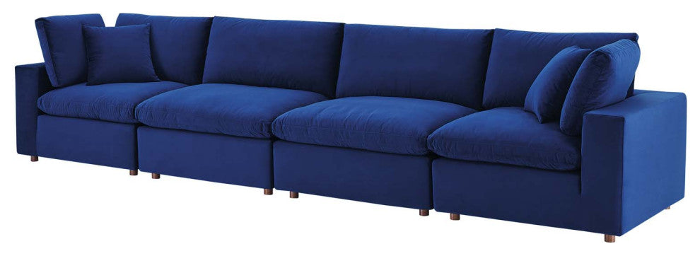 Sofa, Velvet, Blue Navy, Modern, Living Lounge Room Hotel Lobby Hospitality