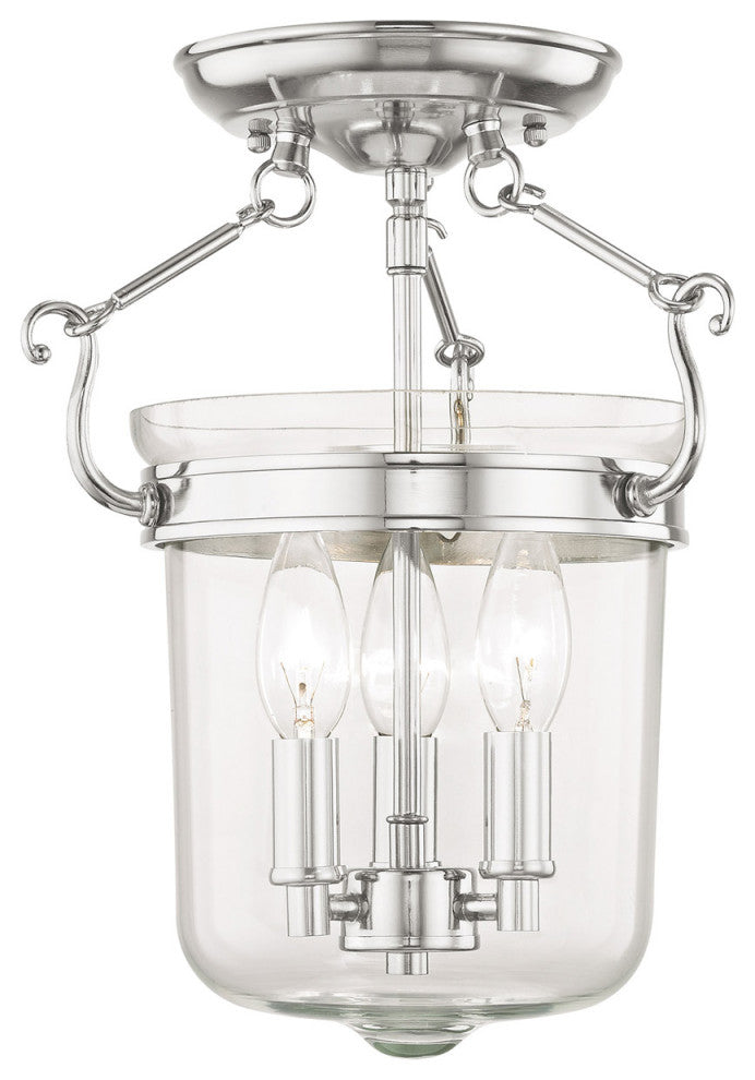Livex 50481-35 3-Light Polished Nickel Ceiling Mount, Polished Nickel
