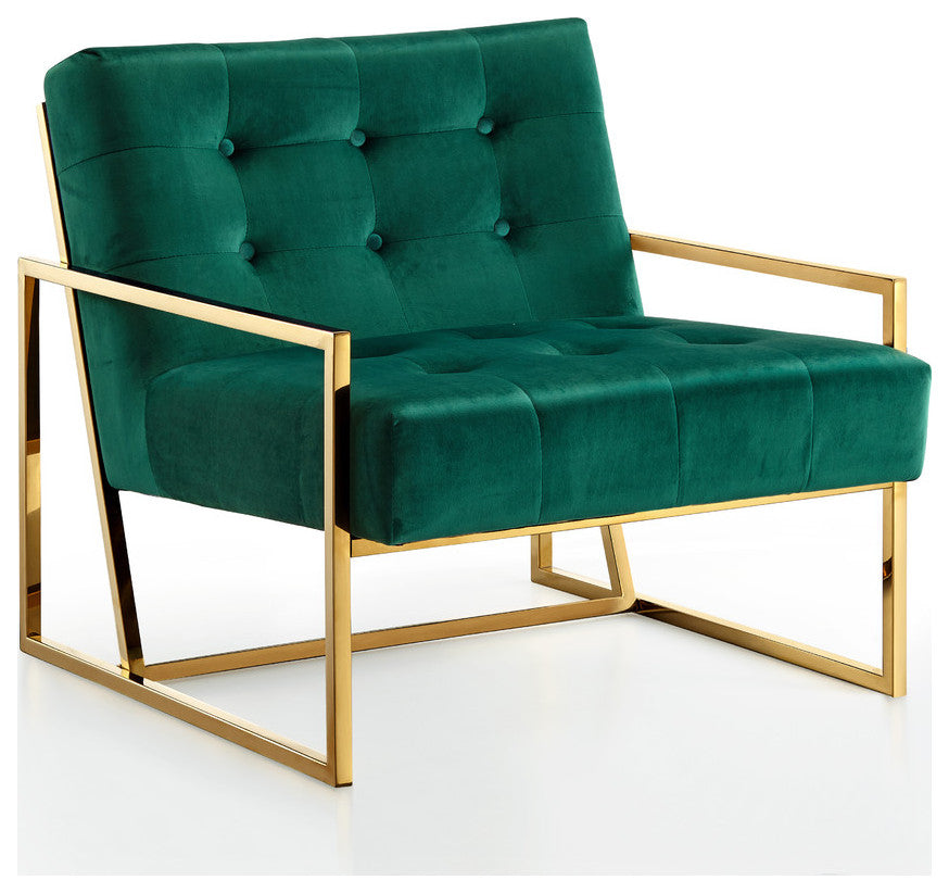 Pierre Velvet Upholstered Accent Chair, Green
