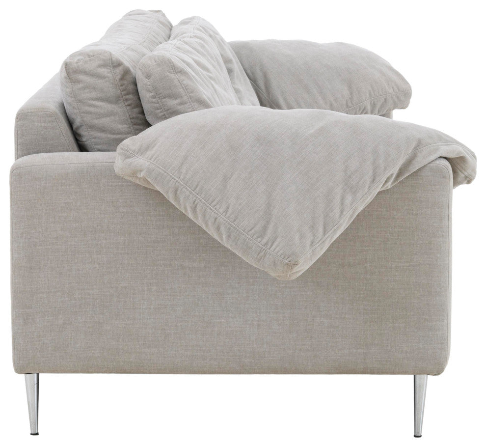 Vari Textured Velvet Lounge Sofa, Light Grey