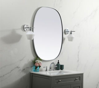 Metal Frame Oval Mirror 30X40 Inch, Silver