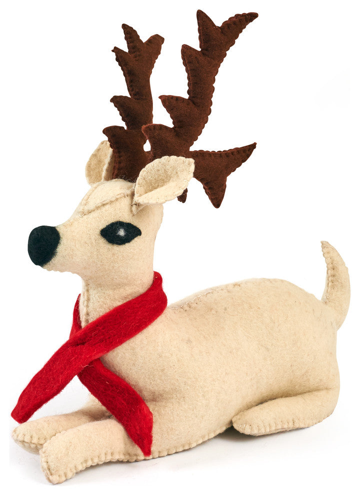 Reindeer Door Stop in Hand Felted Wool