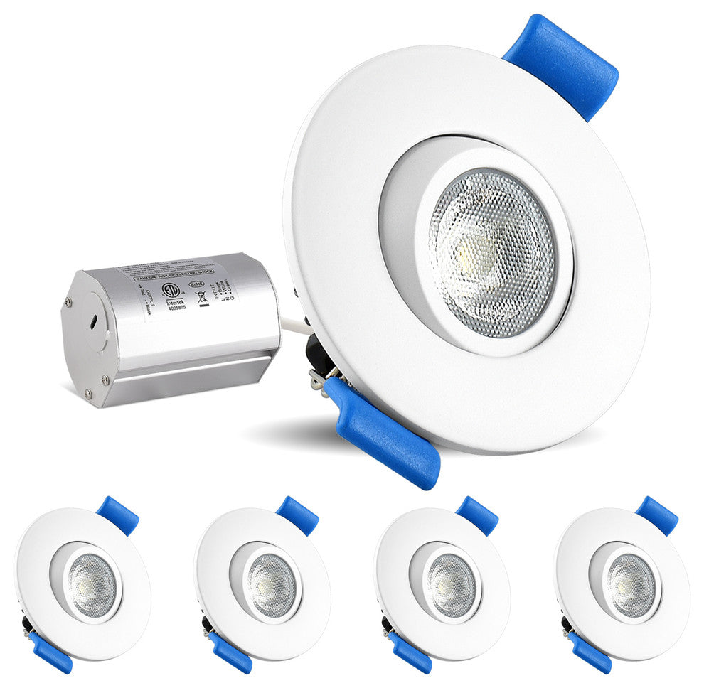 Luxrite 2" Gimbal LED Recessed Light with J-Box 5000K, Pack of 4