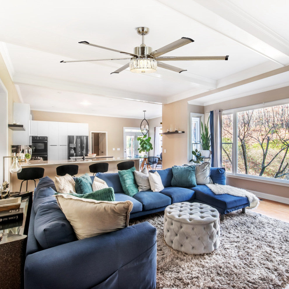 65 in Modern LED Ceiling Fan with Remote in Brushed Nickel
