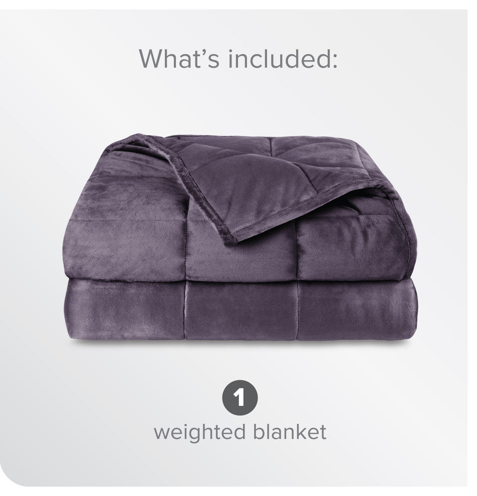 Weighted Blanket, Minky Fleece Eggplant, 60"x80", 17lb