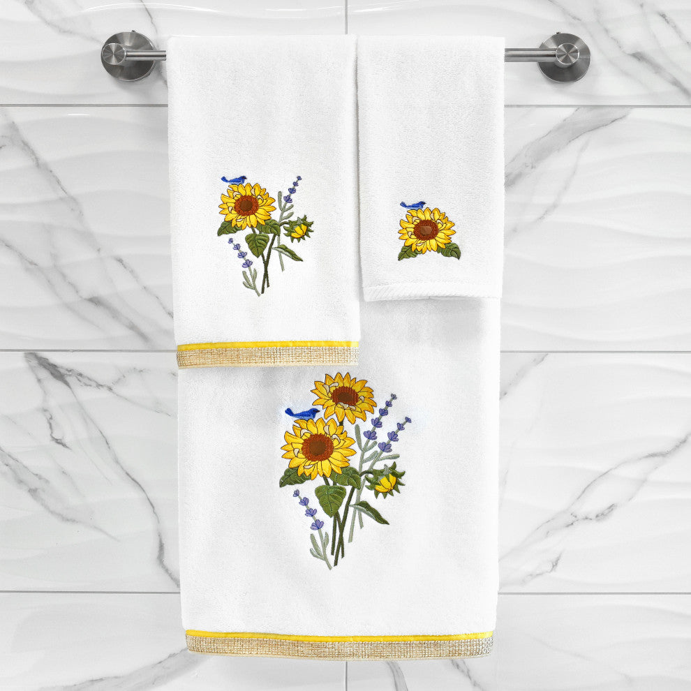Linum Home Textiles 100% Turkish Cotton GIRASOL 4PC Embellished Towel Set