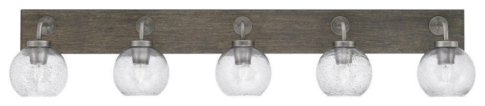 Oxbridge Bath Bar, Graphite & Painted Distressed Metal, 5.75" Smoke Bubble