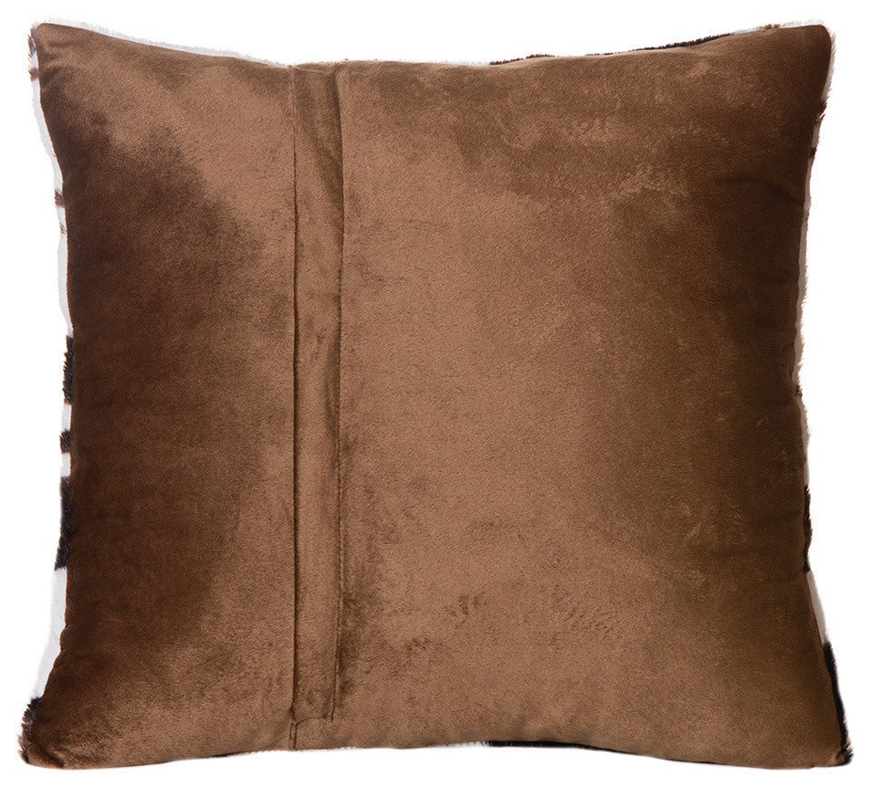 Faux Fur Cowhide Plush Throw Pillow 18"X18" With Insert