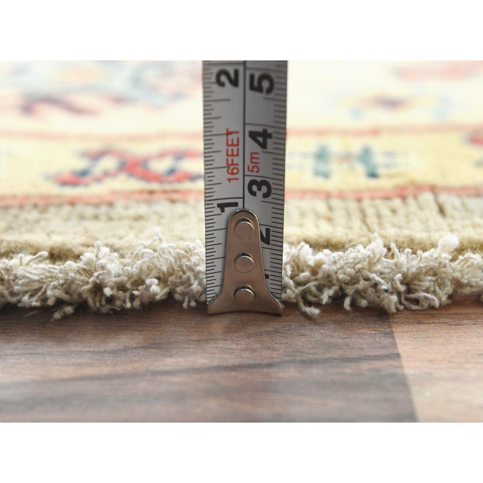 Pale Goldenrod, Special Kazak 100% Wool Hand Knotted Oriental Rug, 8'x7'9"