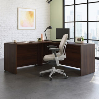 Sauder Affirm Engineered Wood 72"x24" Desk with Return Bundle in Noble Elm/Brown