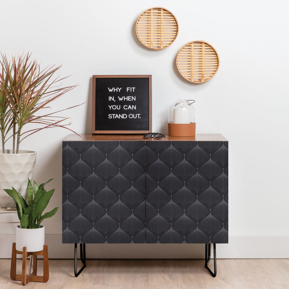 Deny Designs Hygge, Kohl Credenza, Walnut, Black Steel legs