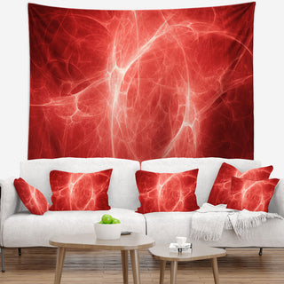 Bright Lightning on Red Sky Floral Wall Tapestry, 92"x78"