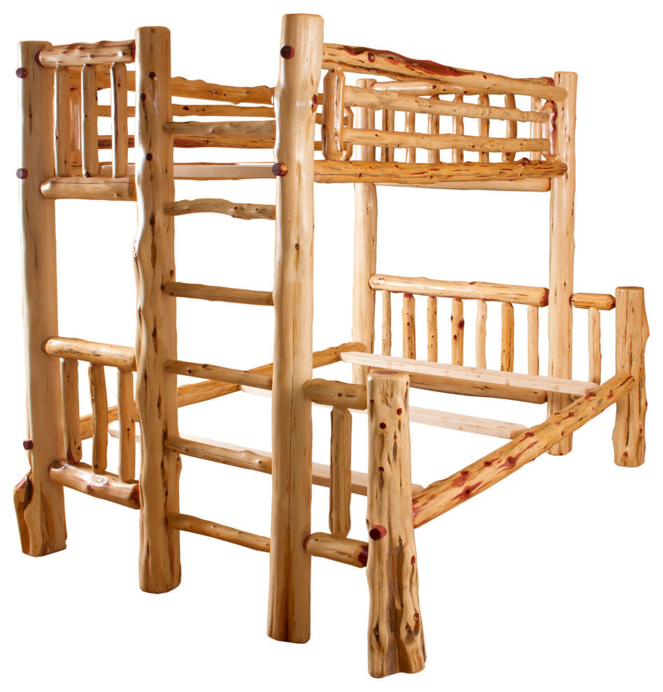 Red Cedar Log Bunk Bed, Twin Over Full