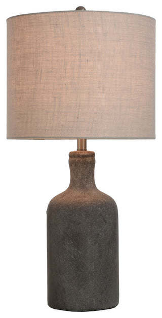 Olney, Textured Concrete Table Lamp with Drum Shade, Multi-Color Dark Gray