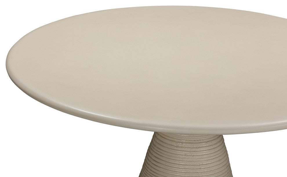 Fern Beige Textured Faux Plaster Concrete Indoor/Outdoor Round Dining Table