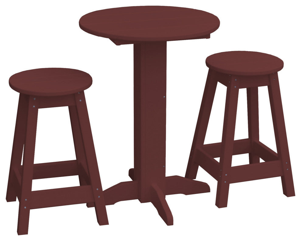 Poly Lumber Bistro Set, Cherrywood, Round
