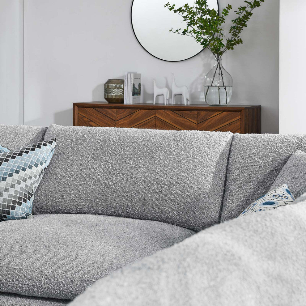 Commix Down Filled Overstuffed Boucle Fabric 5-Piece Sectional Sofa, Light Gray