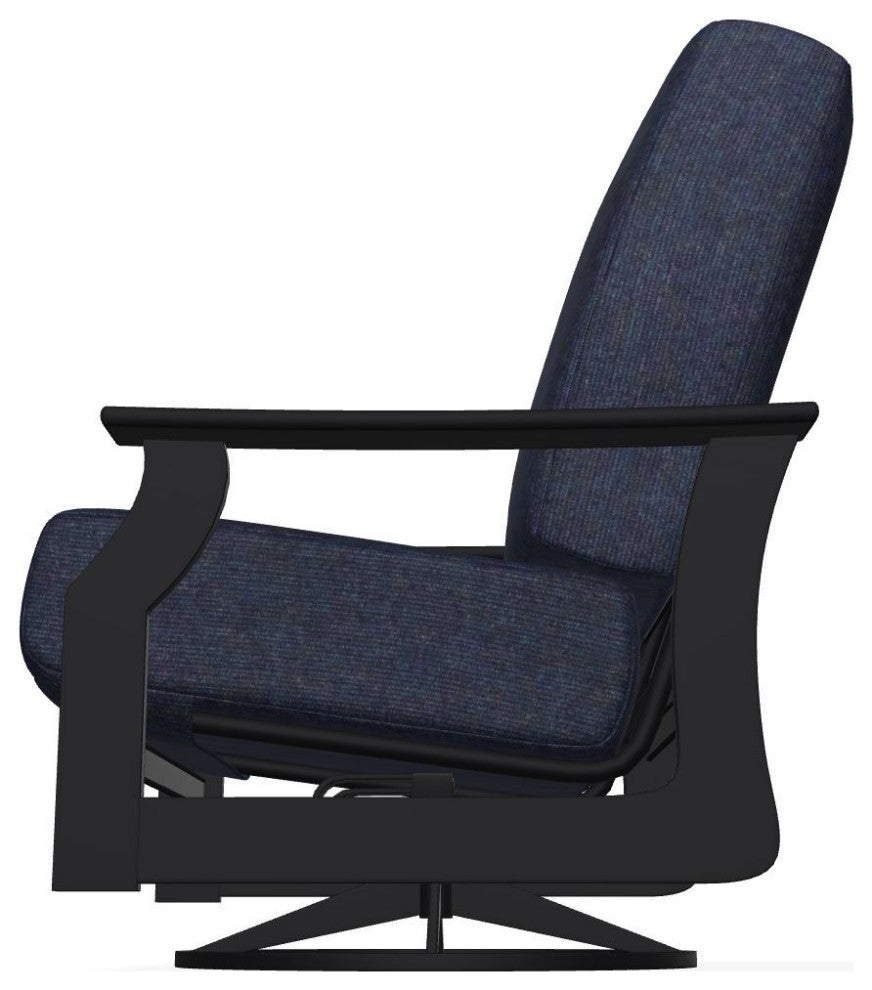 St. Catherine Deep Seat Outdoor Swivel Rocker, Indigo/Black