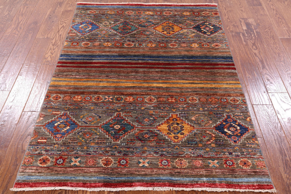 Hand Knotted Super Kazak Khorjin Rug 4' 1" X 5' 9" Q5230