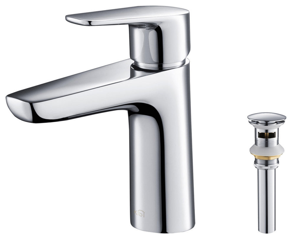 Harmony Brass Single Handle Bathroom Faucet KBF1011, Chrome, With Drain