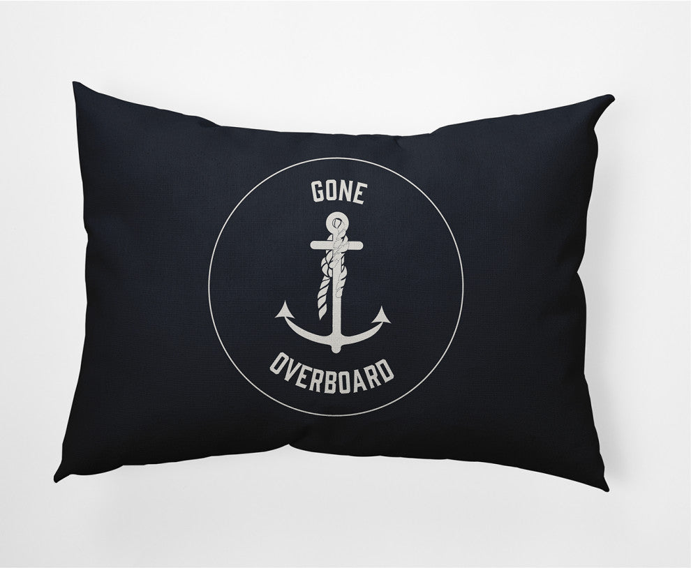 14x20" Gone Forever Overboard Nautical Decorative Indoor Pillow, Shark Blue