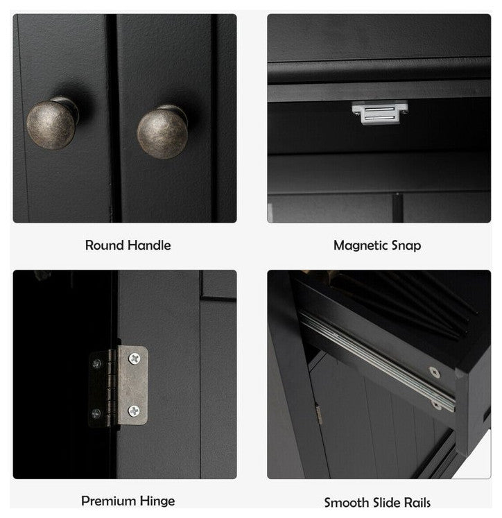 Classic Pantry Cabinet, 2 Large Doors With Drawer & Adjustable Shelves, Black